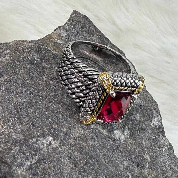 Vintage 2004 Retired Premier Designs Purple Glass Two-Tone Ring Size 8 - Picture 2 of 7